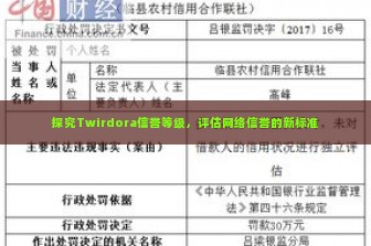 探究Twirdora信誉等级，评估网络信誉的新标准